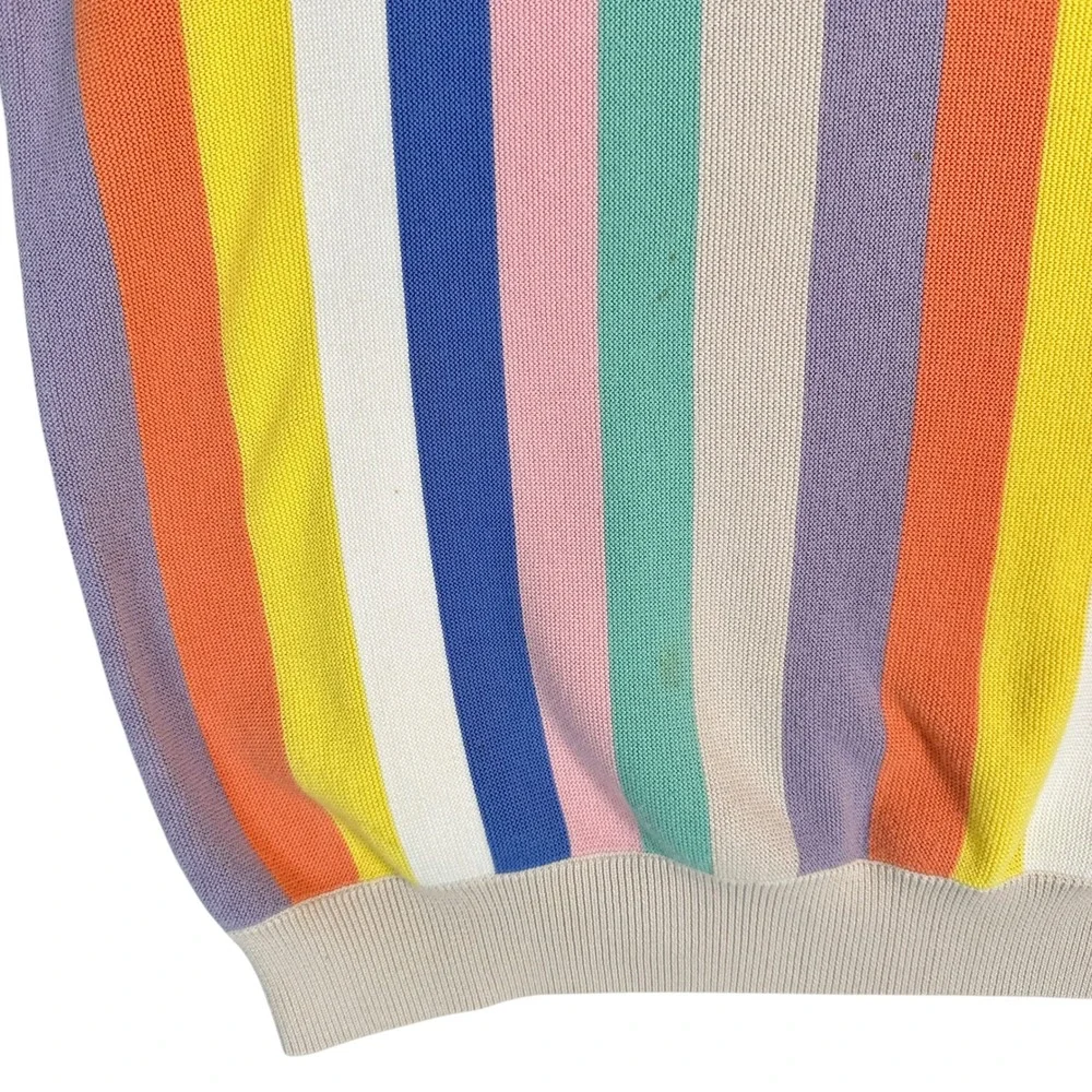 Maus & Hoffman Sweater XL Pima Cotton Vertical Rainbow Stripe Crewneck Multi VTG